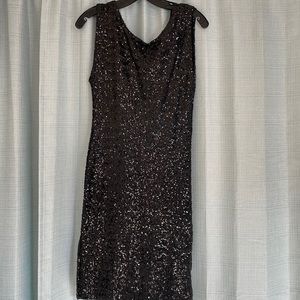 Black, backless sequin cocktail dress. Size Med. Great condition.